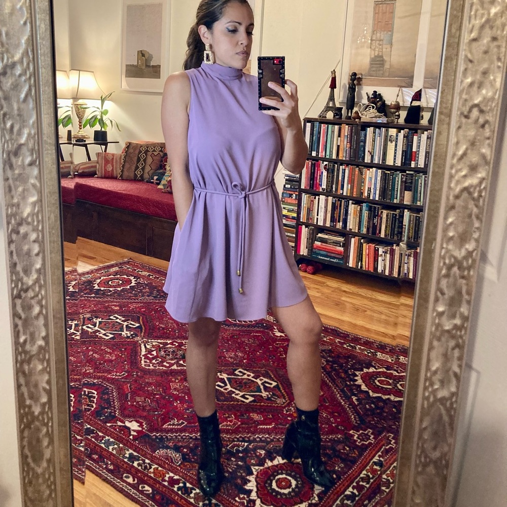 Amanda Uprichard 💜 lilac Georgette high neck mini dress.Size XS. Gently worn.